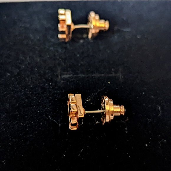 Tory Burch Small T Logo Studs - Rose Gold - Picture 2 of 4